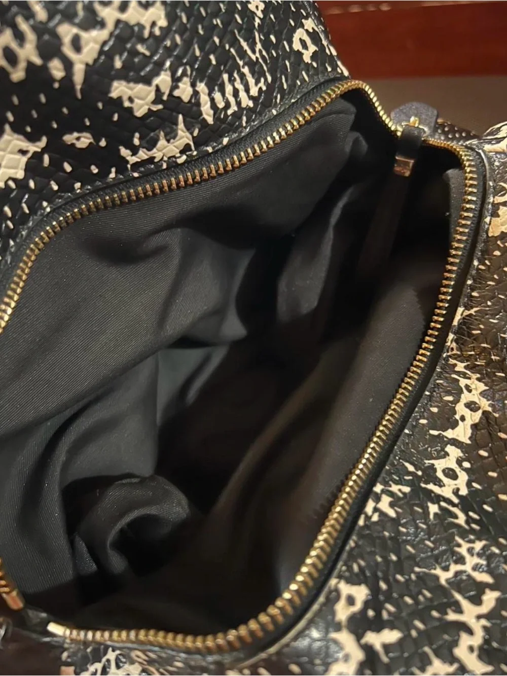 Coach Classic Black Shoulder Bag with Patterned Side Panels
